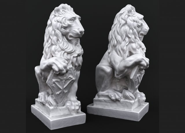 lion sculpture Model 3D .c4d .max .obj .3ds .fbx .stl .blend 