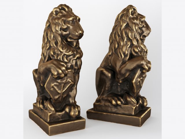 lion sculpture bronze 3Dモデル .c4d .max .obj .3ds .fbx .stl .blend 