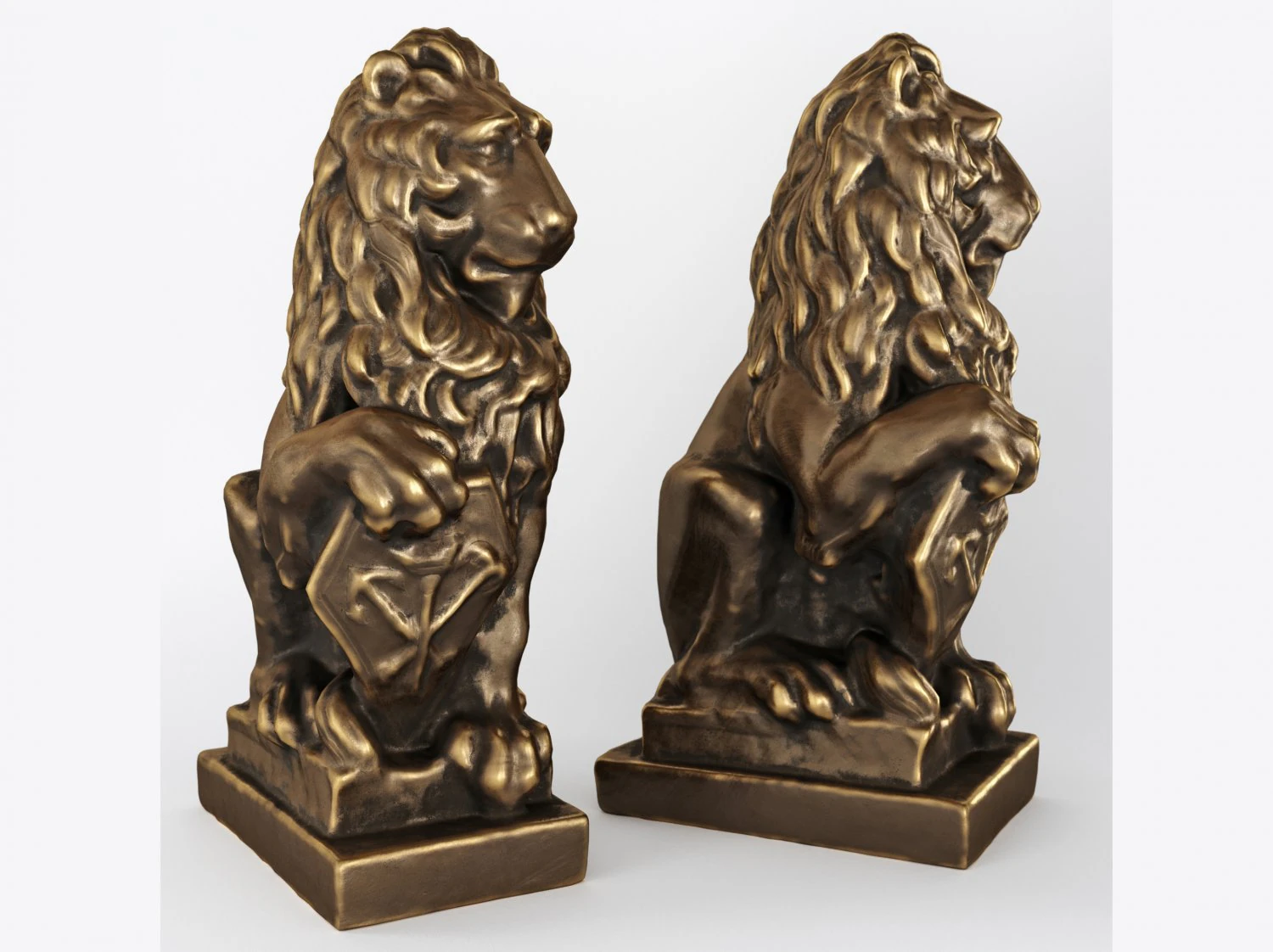 lion sculpture bronze 3D Model .c4d .max .obj .3ds .fbx .stl .blend 