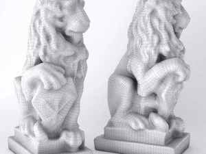 lion sculpture bronze 3D Model