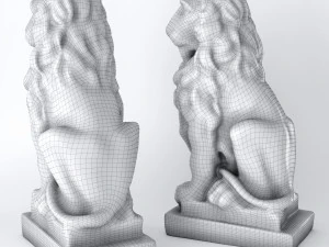 lion sculpture bronze 3D Model