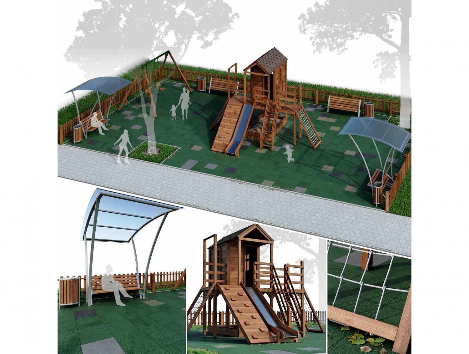 children playground forest house 3D Model .c4d .max .obj .3ds .fbx .stl .blend