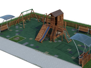 children playground forest house 3D Model
