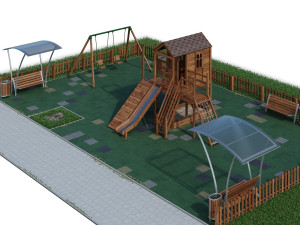 children playground forest house 3D Model