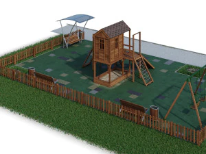 children playground forest house 3D Model
