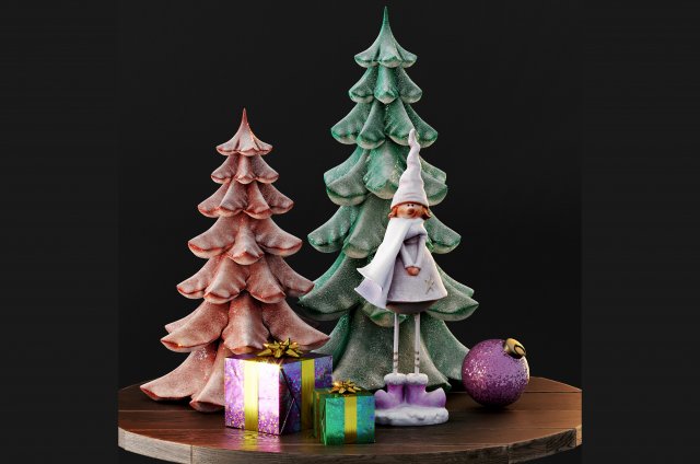 cute christmas decor Modelo 3D .c4d .max .obj .3ds .fbx .stl .blend 