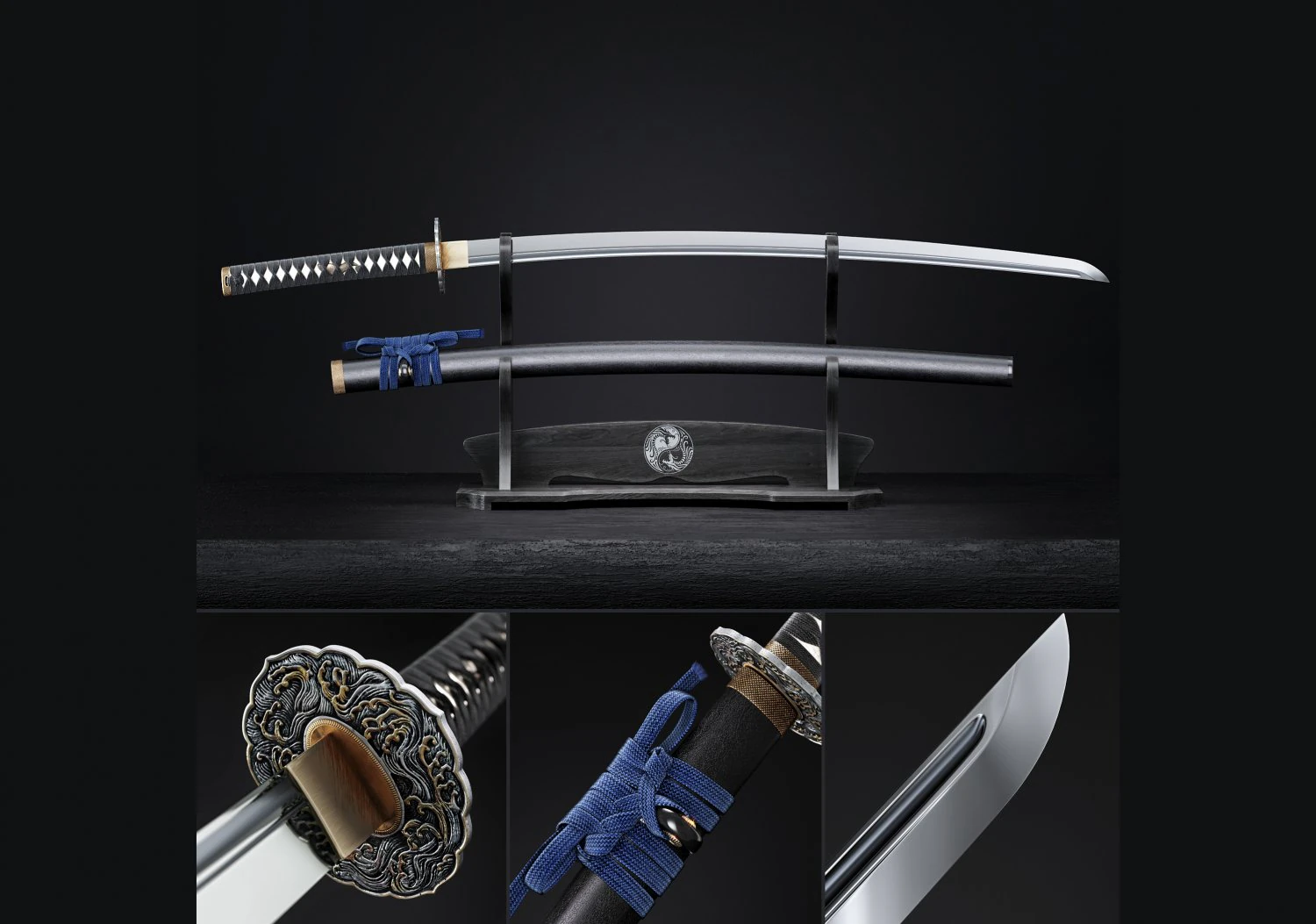 katana japanese sword 3D Model .c4d .max .obj .3ds .fbx .stl .blend 