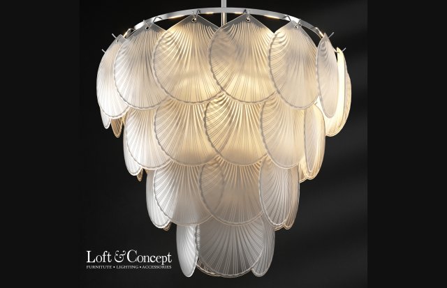 glass shells suspension chandelier 3D Модель .c4d .max .obj .3ds .fbx .stl .blend 
