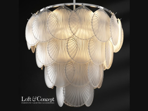 glass shells suspension chandelier Modèle 3D