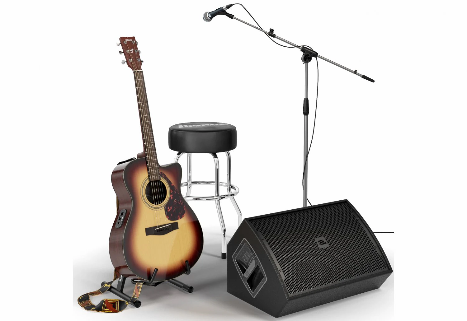 guitar set for stage 3D Model .c4d .max .obj .3ds .fbx .stl .blend