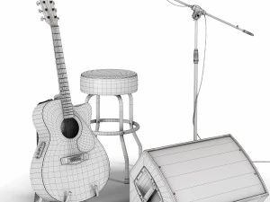 guitar set for stage 3D Model