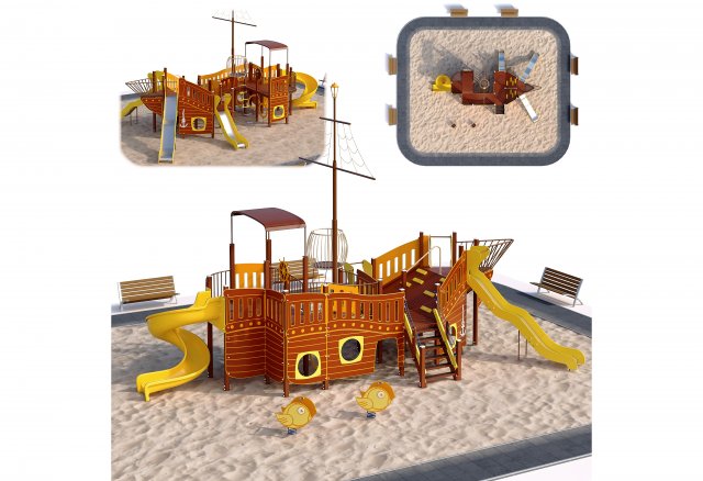 children playground sea schooner Model 3D .c4d .max .obj .3ds .fbx .stl .blend 