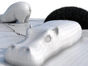 children playground with rope web 3D Model