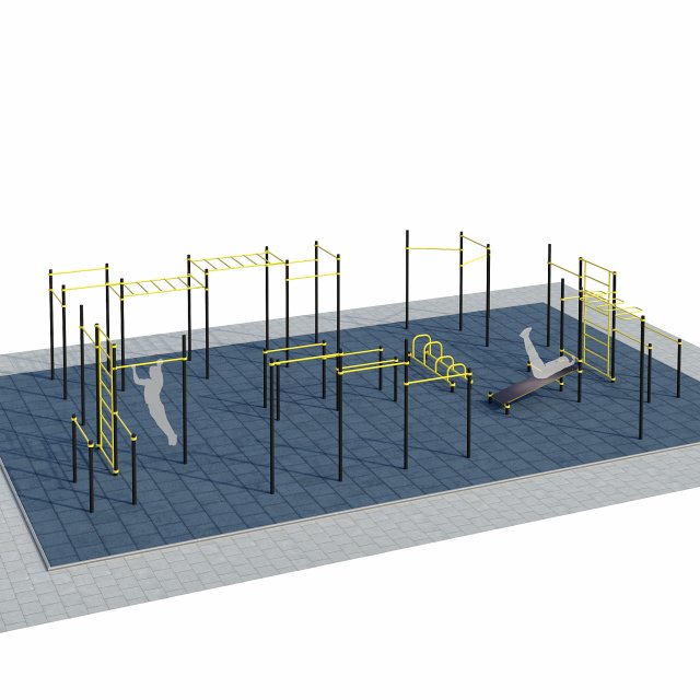 sports ground with pull up bars Modelo 3D .c4d .max .obj .3ds .fbx .stl .blend 