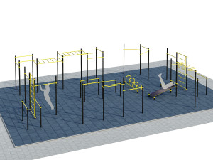 sports ground with pull up bars Modèle 3D
