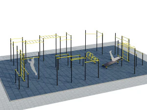 sports ground with pull up bars 3D Model