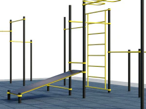 sports ground with pull up bars 3D Model