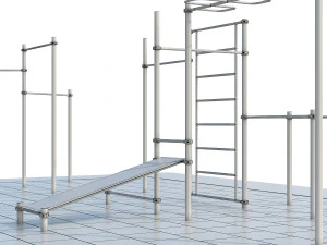 sports ground with pull up bars 3D Model