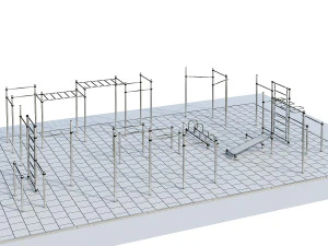sports ground with pull up bars 3D Model