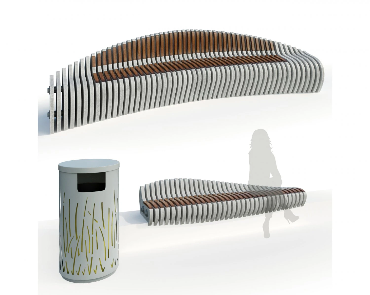 stylish parametric bench 2 options 3D Model .c4d .max .obj .3ds .fbx .stl .blend 
