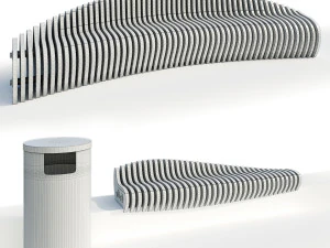 stylish parametric bench 2 options 3D Model