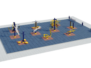 sports ground with outdoor exercise trainers 3D Модель