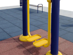 sports ground with outdoor exercise trainers 3D Model