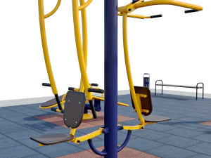sports ground with outdoor exercise trainers 3D Model