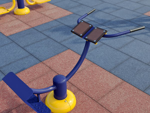 sports ground with outdoor exercise trainers 3D Модель