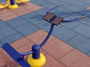 sports ground with outdoor exercise trainers 3D Model