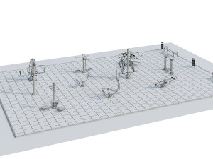 sports ground with outdoor exercise trainers 3D Модель