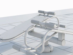 sports ground with outdoor exercise trainers 3D Model