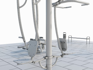 sports ground with outdoor exercise trainers 3D Модель