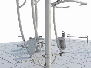 sports ground with outdoor exercise trainers 3D Model