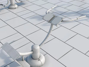 sports ground with outdoor exercise trainers 3D Model