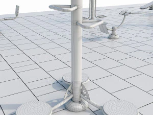 sports ground with outdoor exercise trainers 3D Model