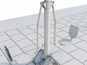 sports ground with outdoor exercise trainers 3D Model