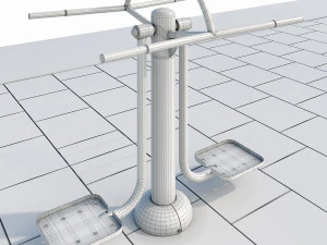 sports ground with outdoor exercise trainers 3D Model