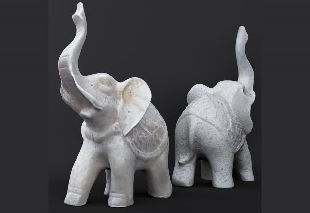 indian elephant made of stone Model 3D .c4d .max .obj .3ds .fbx .stl .blend 