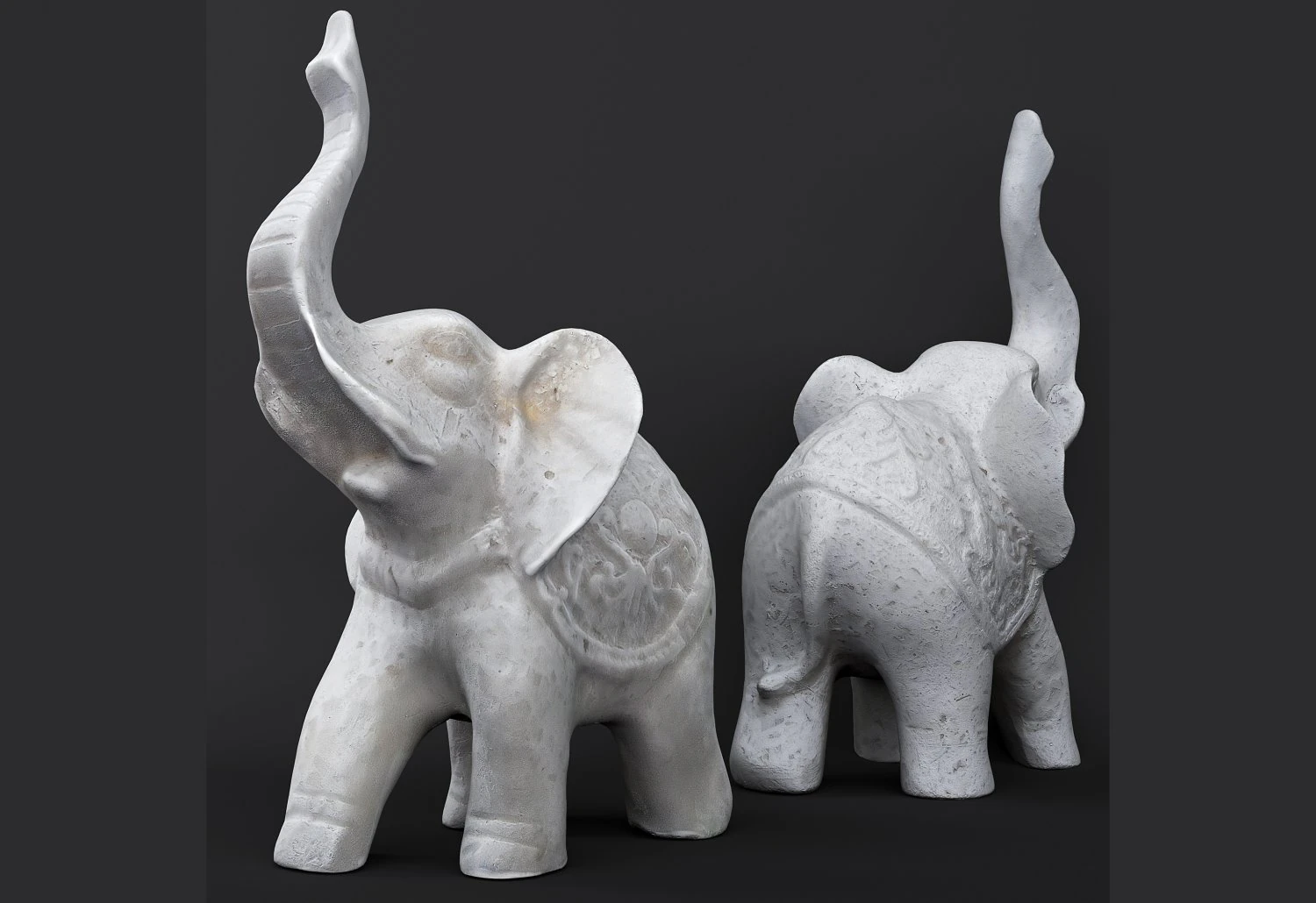 indian elephant made of stone 3D Model .c4d .max .obj .3ds .fbx .stl .blend