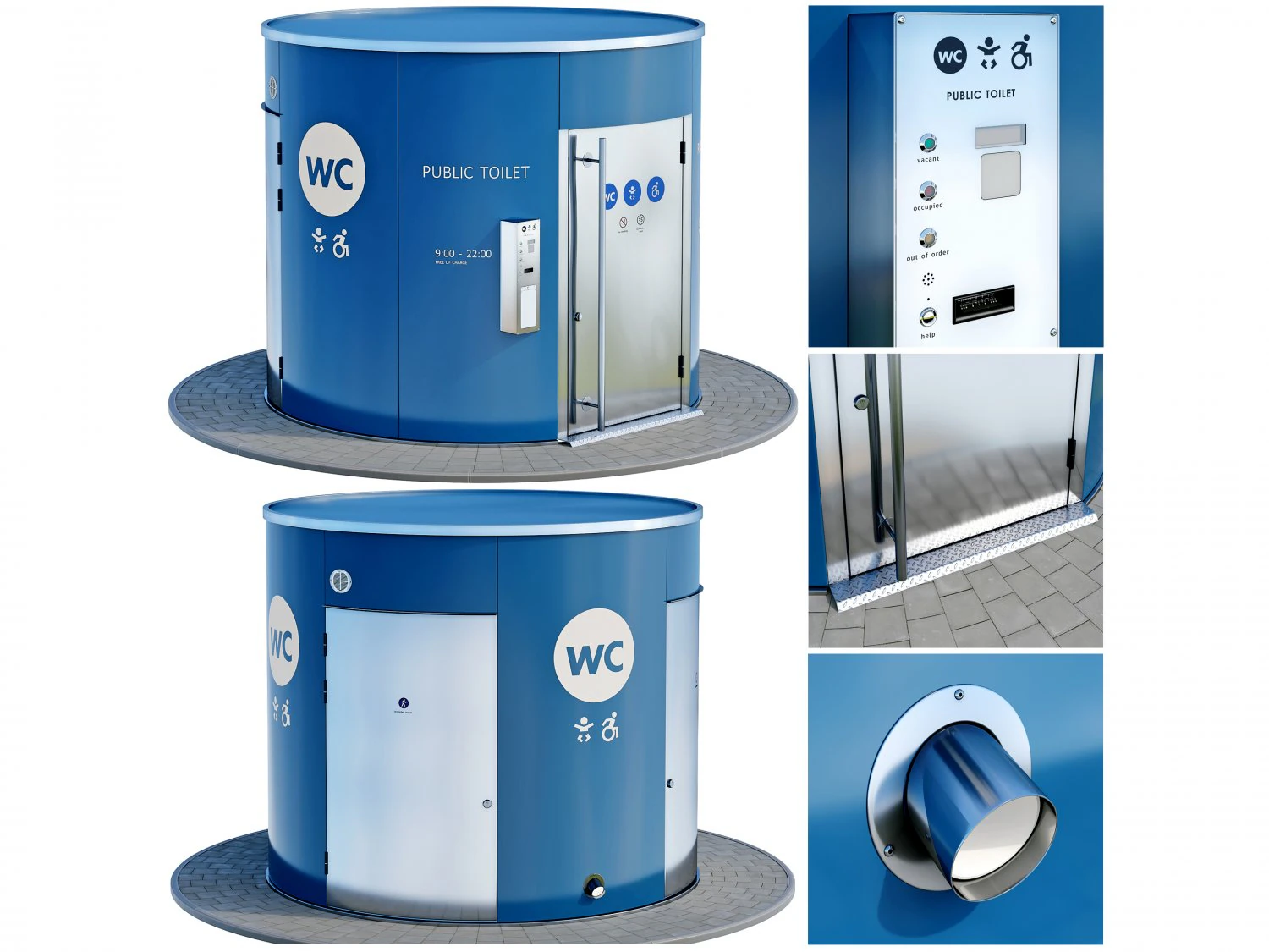 public toilet round 3D Model .c4d .max .obj .3ds .fbx .stl .blend 