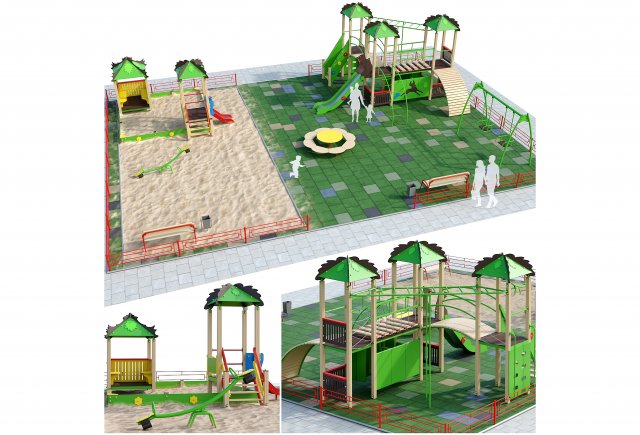 playground with a large sandbox 3D Modell .c4d .max .obj .3ds .fbx .stl .blend 