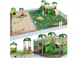 playground with a large sandbox 3D Model