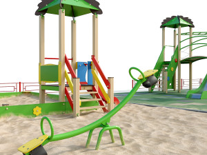 playground with a large sandbox 3D Modell