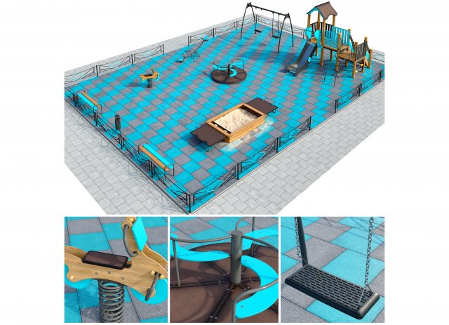 stylish turquoise playground Modelo 3D .c4d .max .obj .3ds .fbx .stl .blend 
