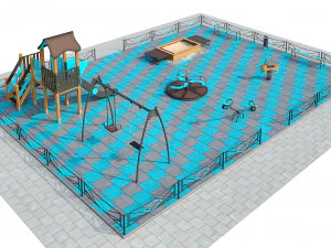 stylish turquoise playground 3D Model