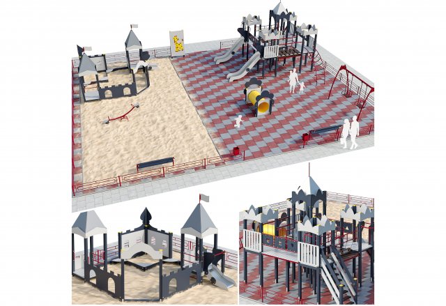 playground childrens town 3D Model .c4d .max .obj .3ds .fbx .stl .blend 
