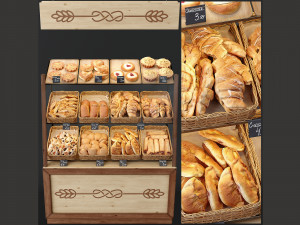 showcase with pastries 3D Model