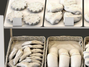 showcase with pastries 3D Model