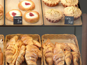 showcase with pastries 3D Model